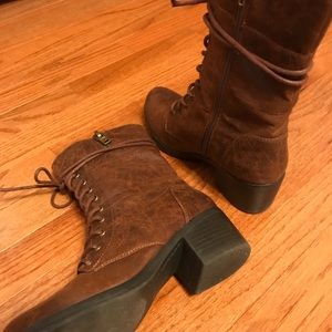 Brown JustFab Lace-up Boots
